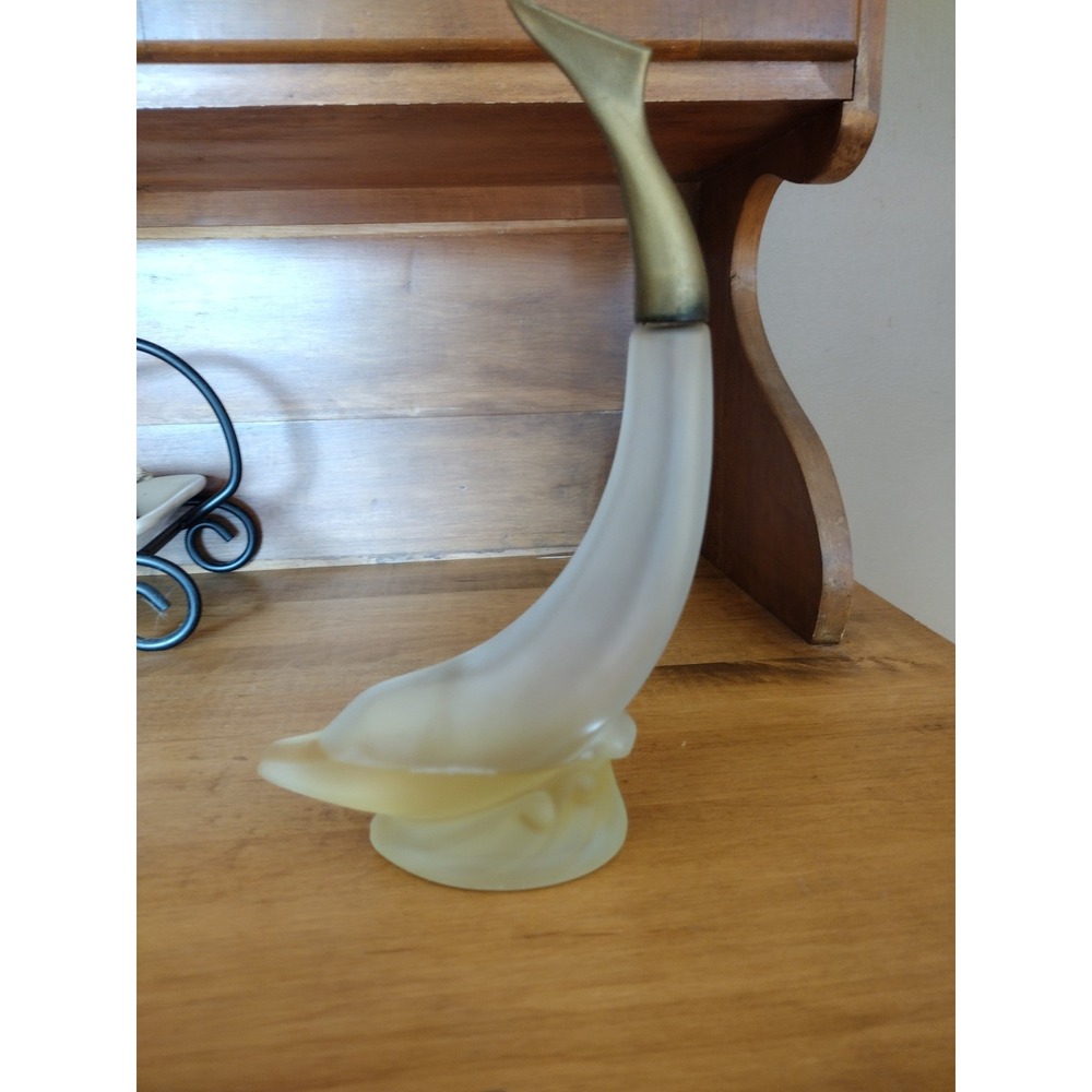 1960s Vintage Avon frosted glass bottle shaped like a dolphin Decanter Product